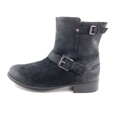 Clarks Plaza Float Black Leather Ankle Boots Womens Size 10 M Zip Buckle