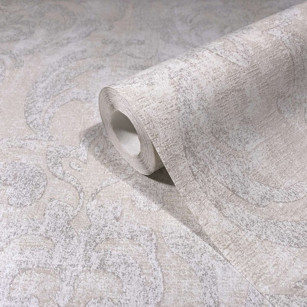 Vliestapete Damast Ornamente Putzoptik Used-Look Beige Grau 82388 (3,33€/1Qm)-image