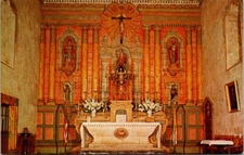 Holy Altar Santa Barbara Mission Camino Real California Vintage Postcard