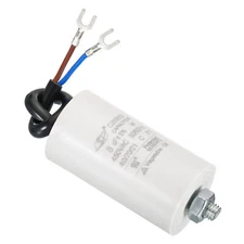 CBB60 8uF Run Capacitor, AC450V 2 Wires 50/60Hz Cylinder with Screw 65x35mm