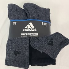 Adidas Men's Cushioned Crew Socks Arch Compression Secure Fit 6-Pair Sz 6-12