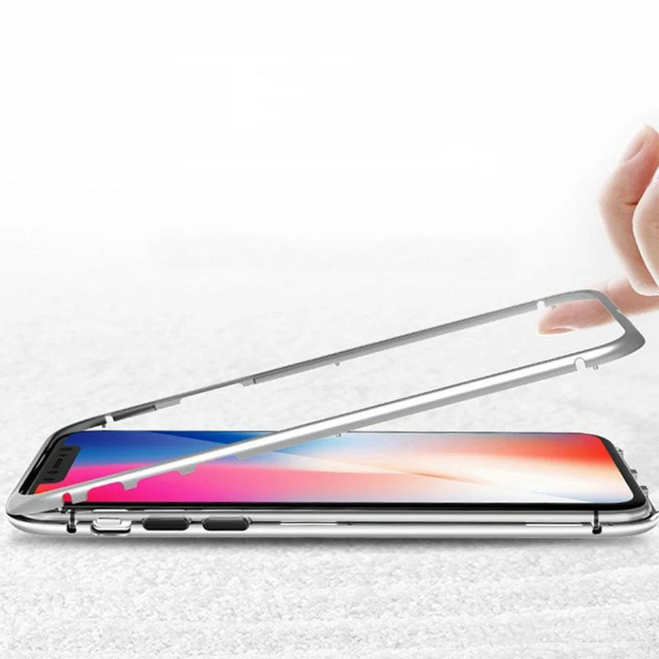 iPhone 6/7/8/X S/Plus - Magnetic Metal Protective 360 Glass Case Cover - Image 2 of 4
