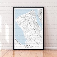 Wirral Unframed Map Poster Print Wirral Merseyside Print Unframed Map Artwork