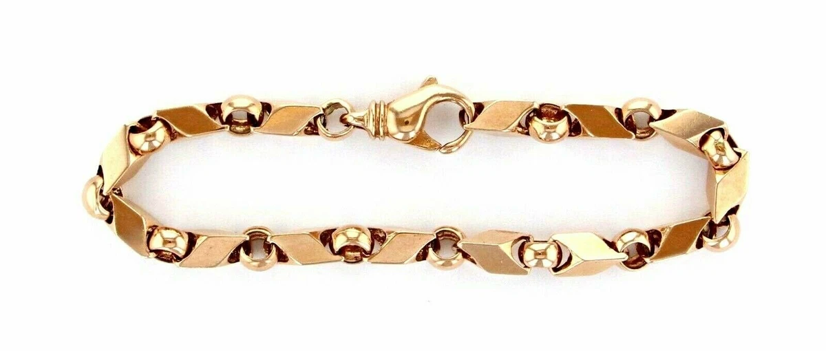 14k Rose Gold Handmade Fashion Link Bracelet 8.5