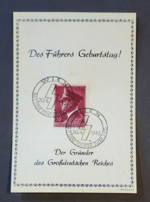 WW2 WWII Nazi German Third Reich Adolf Hitler 53rd Birthday stamp w ...
