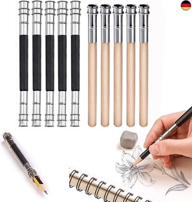 10 Stück Bleistift Extender, Holz Bleistiftverlängerer, Student Bleistift Extend
