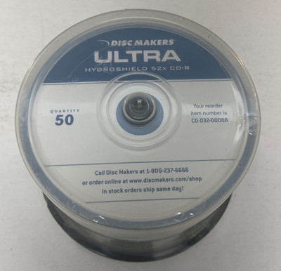 DISC MAKERS ULTRA CD-R 52X WHITE HYDROSHIELD quantity 50 Ships FREE!