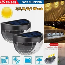 Outdoor Solar 6 LED Wall Deck Lights Waterproof Garden Stairs Step Fence Lamps