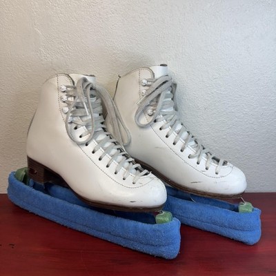 Riedell Figure Ice Skates Womens Size 4 White Model 117 USA Toe Pick Blades