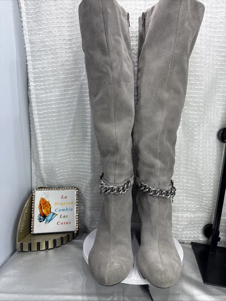 (F2) BCBGENERATION Merryl Bota Alta Gamuza Cuña Cuero Talla 8.5 Para Mujer’s Foto 4 de 4