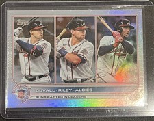 2022 Topps Series 1 Leaders Ozzie Albies, Austin Riley, Adam Duvall RAINBOW Foil