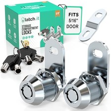 Cam Lock 2-Pack  Fits 5/16" Door  100 Metal RV Storage 5/8" Chrome 2-Pack