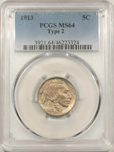 1913 TYPE 2 BUFFALO NICKEL - PCGS MS-64, FRESH & PREMIUM QUALITY!