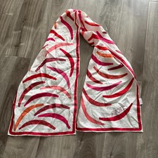 Vintage AVON Japan Scarf Red Pink Brushstroke 100 Acetate 50"x11" Retro Wrap