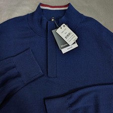 Mizzen  Main Preston Quarter Zip Mens Size 2XL Blue New 100 Merino Wool