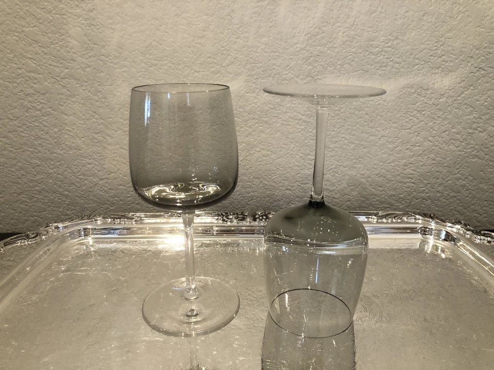 Vintage - 8 - Peill Cora Crystal Smoke/Gray  Wine / Water Glasses (Rosenthal) - Image 2 of 4