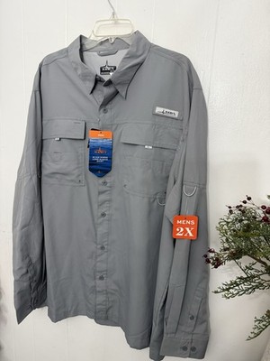 Habit 2XL Gray Long Sleeve Fishing Shirt Solar Factor Pockets NWT