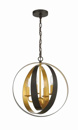 Crystorama Luna 16"W Bronze and Gold 4-Light Orb Chandelier - Picture 3 of 9