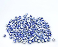 About 200Pcs 6Mm Porcelain Beads for Jewelry Making Blue Flower Printed Ceramic