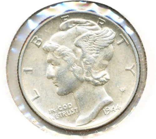 US Coin  mercury dime 1944-P. nice AU.......C-10099