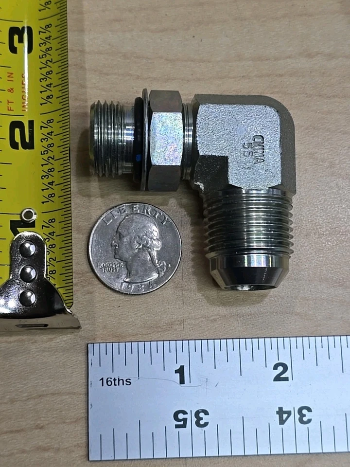 35 Hydrolic 5/8" x 1/2" Male JIC 37° x Male ORB Steel Elbow 3000psi Fastenal 90° - Image 4 of 4