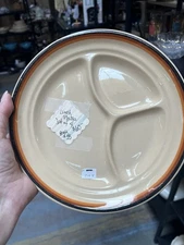 Vtg. Inca Ware Shenango China Restaurant ware Tan Divided Dinner Plate (4) 9.75"
