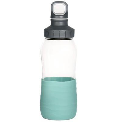 EMSA Trinkflasche Flasche Glasflasche Schraubverschluss Silikon 0,5 l grün