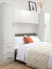 Panama Overbed Wardrobe White Storage Unit Bedroom Furniture