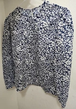 Laura Mae Sz 12 Blue Floral Longsleeved Blouse