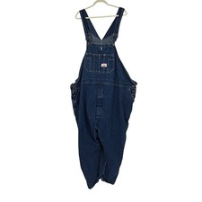 Vintage Round House Denim Bib Overalls 68x30 Made USA Big Tall Workwear