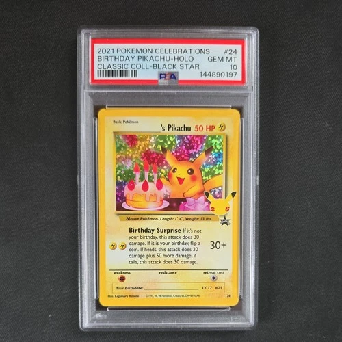 2021 Pokemon Celebrations Birthday Pikachu Holo Classic Black Star #24 PSA 10