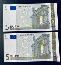 EUROPEAN UNION 5 Euro 2002 Prefix V Spain  Pick# 8v Gem UNC One Note