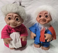 Thomas Dam Denmark 12" Troll Doll Couple Grandma & Grandpa Vinyl Elder Pair
