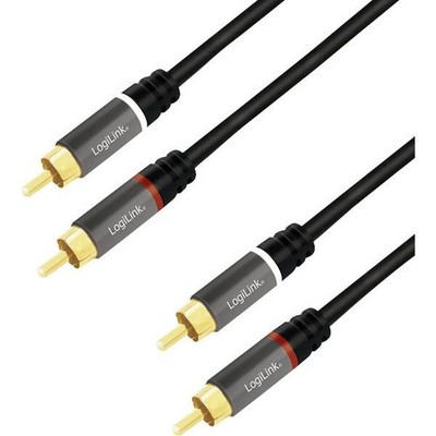 LogiLink CA1203 RCA Audio Cable 1.5m Black Shielded, Color Coding