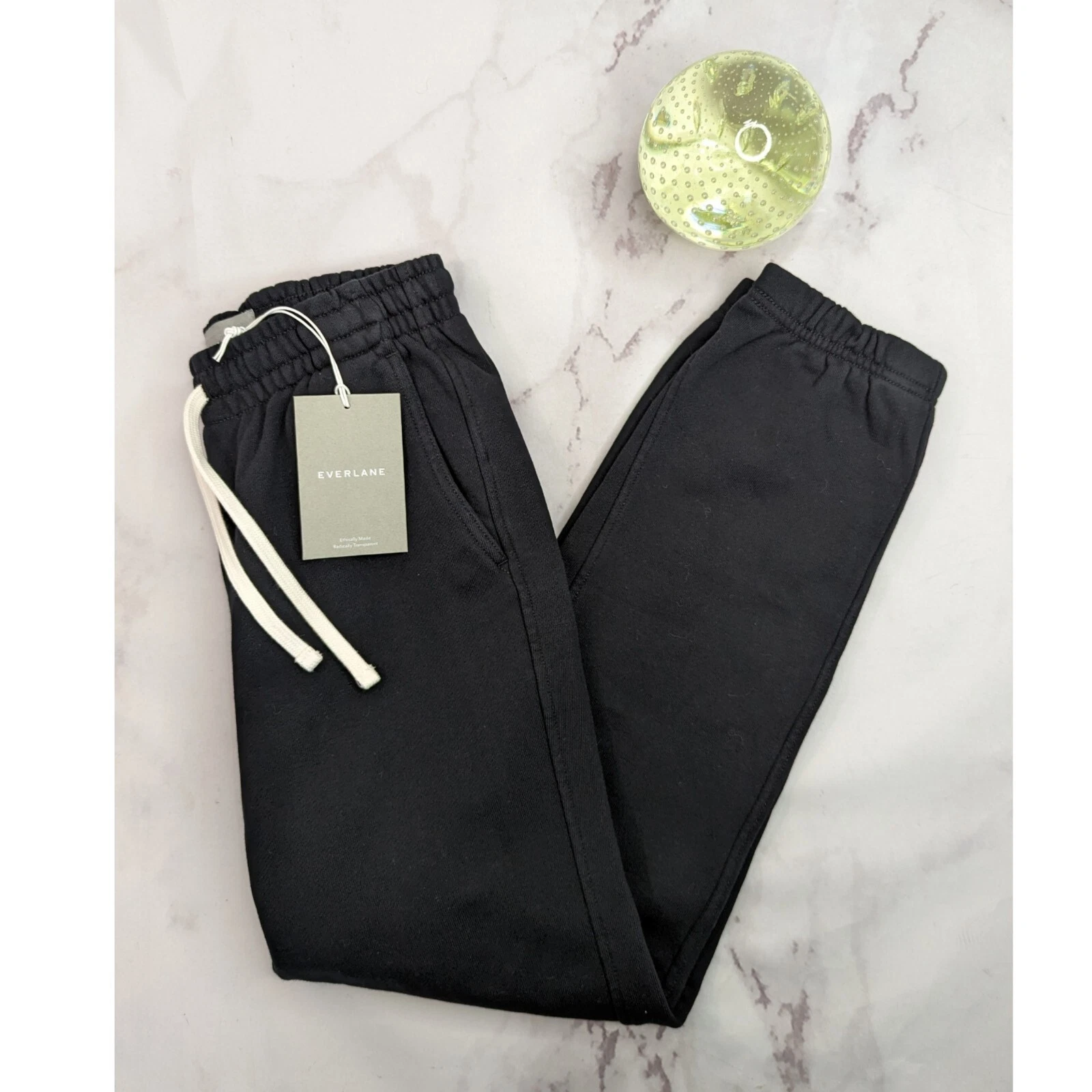 Everlane Sweatpants Womens XS Black The Track Organic Cotton High Rise Jogger