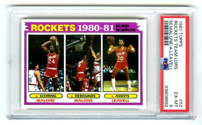 1981 TOPPS HOUSTON ROCKETS TEAM LEADERS,MOSES MALONE,ALLEN LEAVELL PSA ...