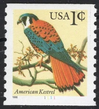 Scarce  3044 1c Kestrel  Plate # Single Pl# 1111  w/ seamline - MNH