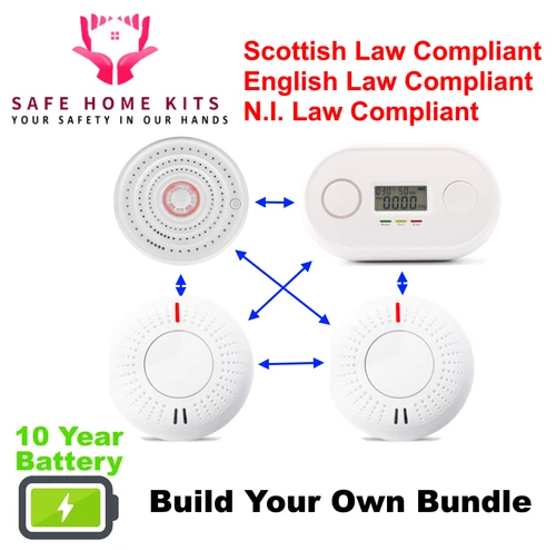Wireless Interlinked Smoke & Heat Alarm Kit UK Compliant - Build Your Own Bundle