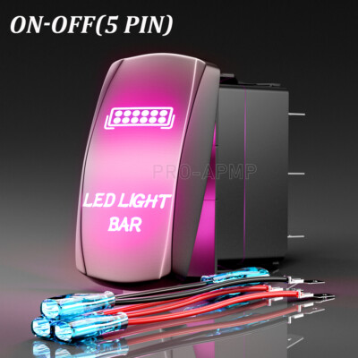 Marine Rocker Switch Universal 5 PIN Laser Rocker Switch Blue Fog Light For SUV UTV ATV RZR 4x4 Truck 20 Amp Light Switch - Foto 7