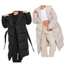 I Saw It First Ladies Comfortable Padded Belted Puffer Coat Sizes From 6 To 18