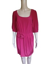 Amanda Uprichard Womens Short Sleeve Sheath Red Silk Dress Scoop Neck Small