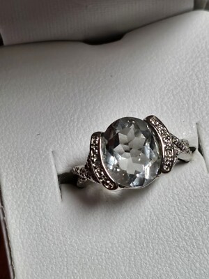 3.17 Ct GreenNatural Amethyst & Diamond Accents Sterling Silver 7.25 Royal Touch
