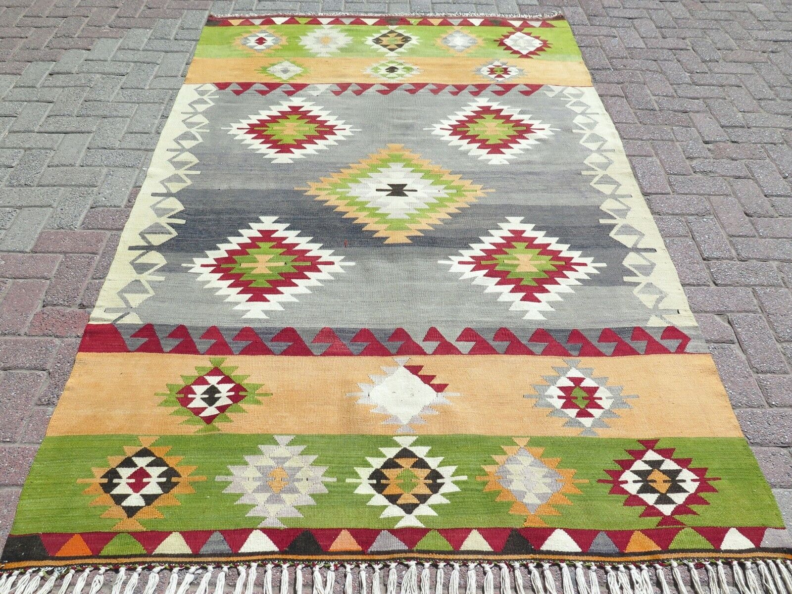 Tribal Rug, Kelim, Vintage Turkish Kilim Rug, Wool Rug 62"x96" Area Rugs, Carpet