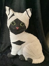 Black Cat Mummy Figurine Decor/ Halloween - Super Cute 