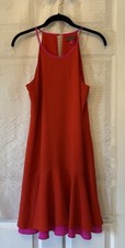 Vince Camuto Flirty Flowy Orange Slip Dress Flounce Keyhole Spaghetti Straps 4
