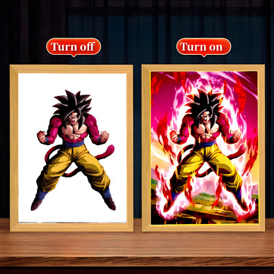 Dragon Ball LED Licht Bilderrahmen, Goku Vegeta Figuren Zimmerdeko, Super Saiyajin4