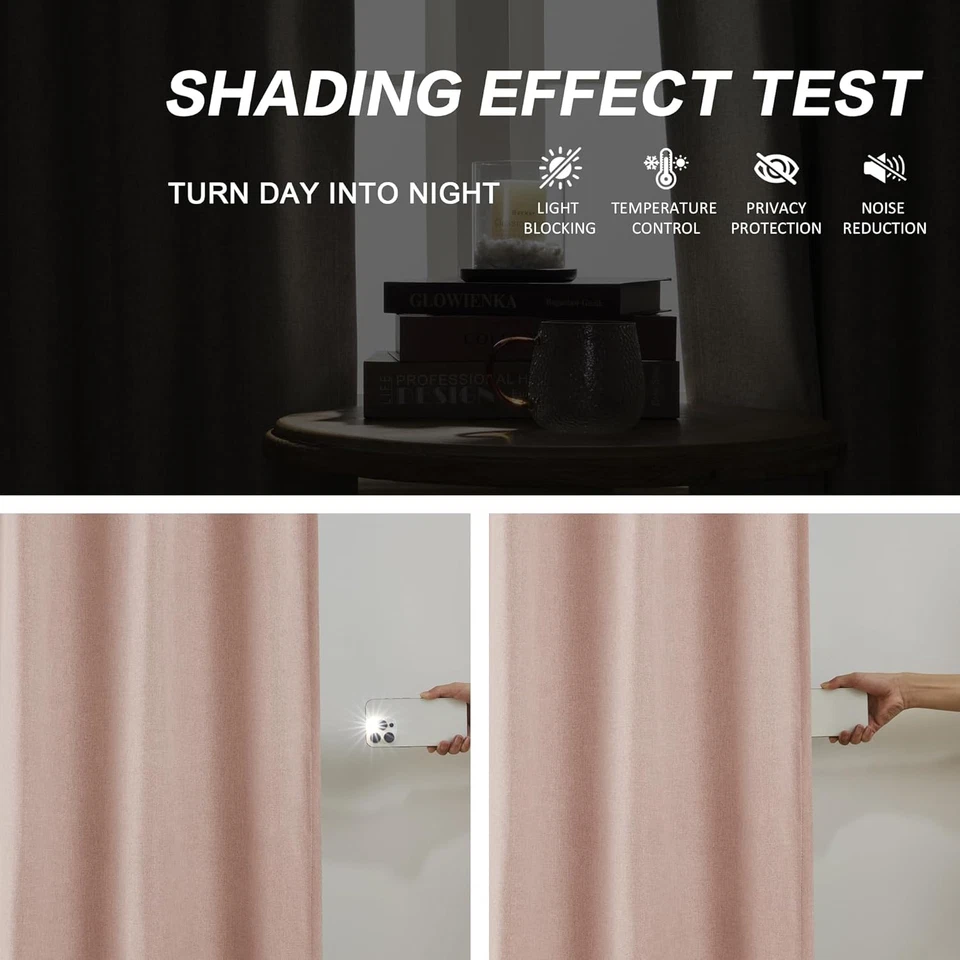 Cortinas opacas plisadas pellizcadas para decoración de dormitorio de niñas rosa polvorienta bebé rosa - R Foto 2 de 4