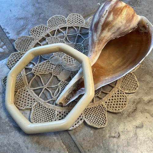Vintage Untreated White Jade Octagonal Bangle Bracelet - 第 1/7 張圖片