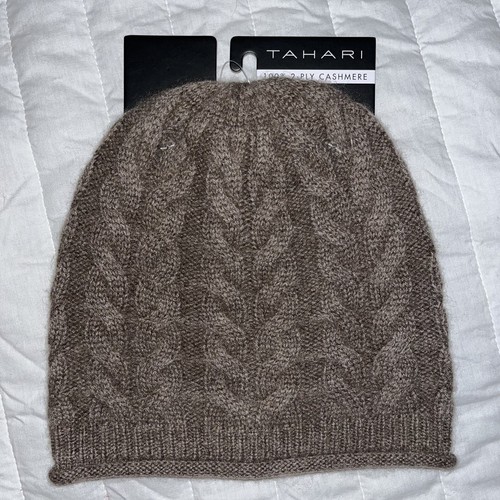 NWT Tahari 100% Cashmere Cable Knit Hat 