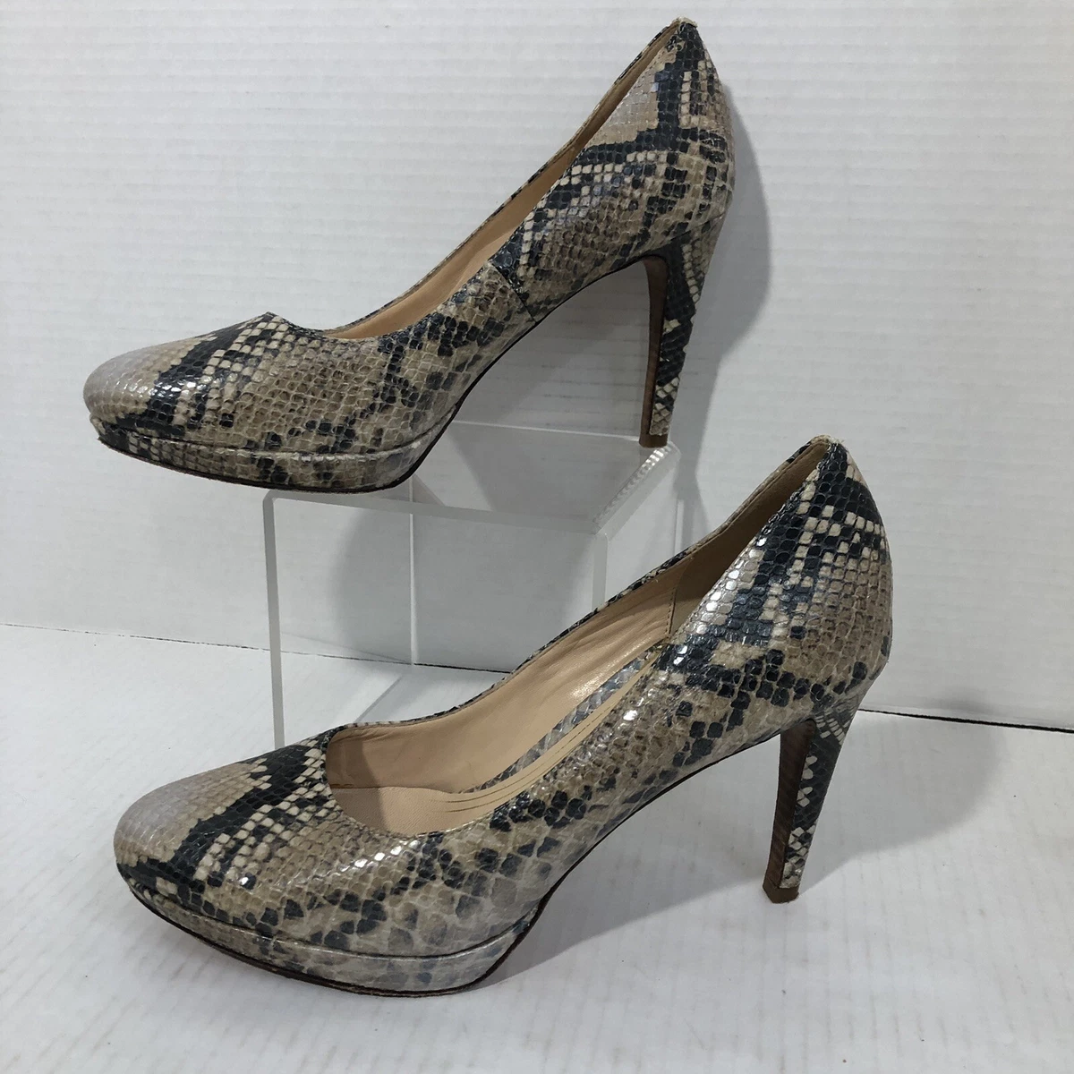 Cole Haan Womens Pump Cream Tan Black Snake Skin Print NikeAir